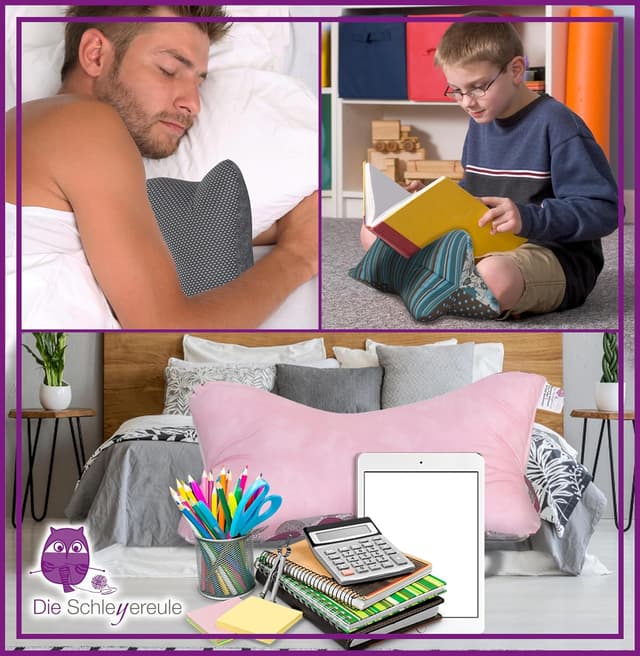 Detalle de Leseknochen Nackenkissen „Blumenranke Aqua“ von Schleyereule – handgestopft, waschbar & vielseitig