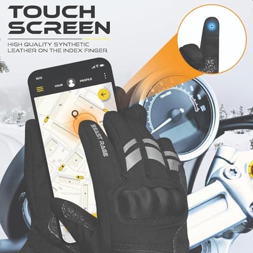 Detalle 2 de BEAST RAGE Guanti da moto termici impermeabili touch screen