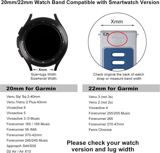Detalle de EKINGEEK 20mm Quick Release Nylon Watch Strap for Garmin Vivoactive 5/6, Forerunner 55/165/255 & Venu Sq 2 (Khaki/Black)