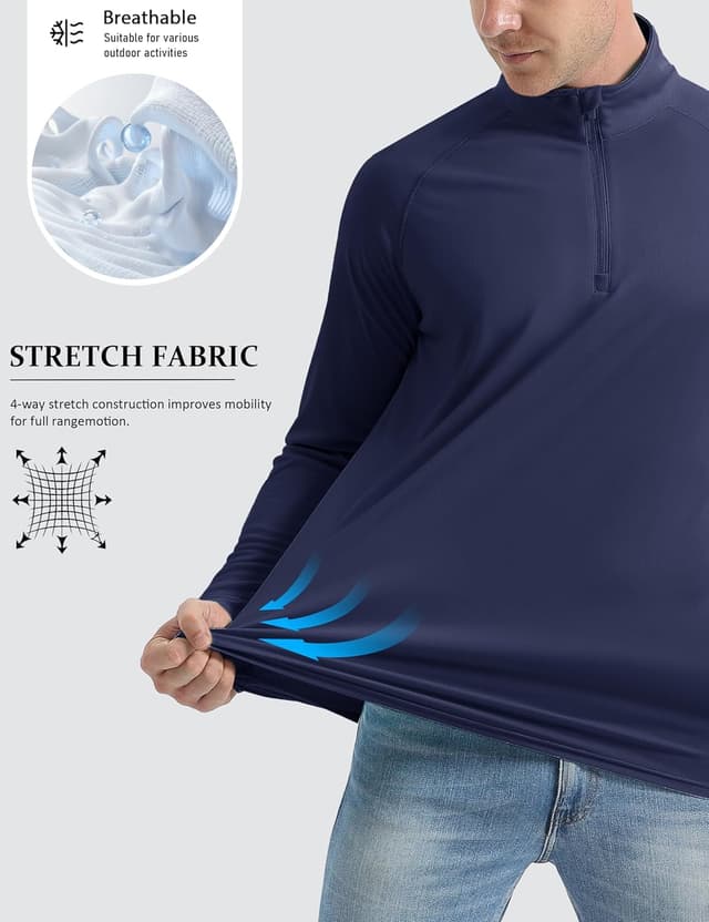 Detalle 2 de MAGCOMSEN Men’s Long Sleeve 1/4 Zip Sun Protection UPF 50+ Rash Guard Top