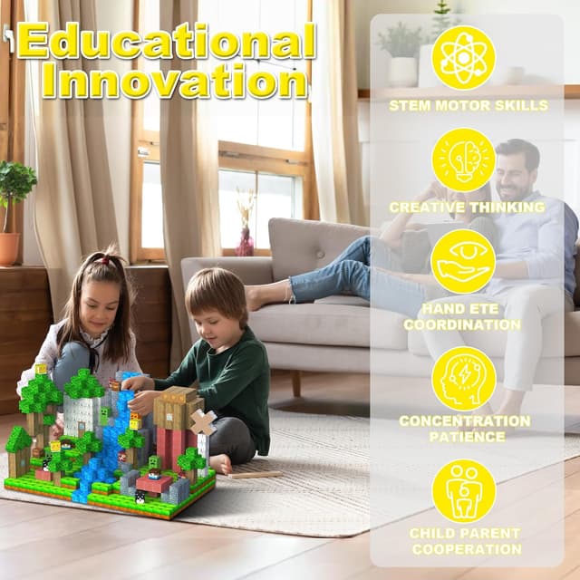 Detalle de HISHOPTOY magnetische Bausteine (108 Teile) – ländliches Haus & Naturalltag für Kinder ab 3 Jahren