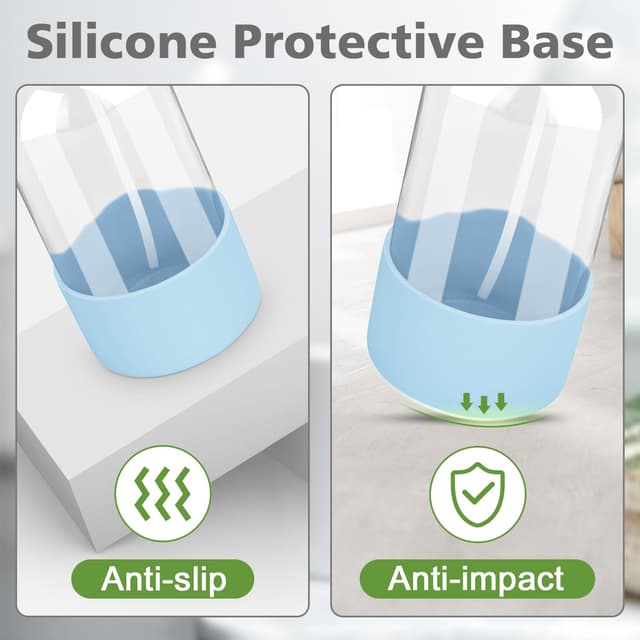 Detalle de Rionisor 16 oz Refillable Glass Spray Bottles with Silicone Sleeve Protection and Adjustable Nozzle (Blue, 1-Pack)