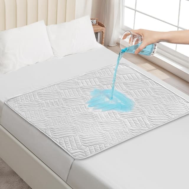 Detalle de DUJUIKE Assorbente lavabile per incontinenza con ali e fondo antiscivolo impermeabile, 2 pezzi (90×135 cm) – bianco