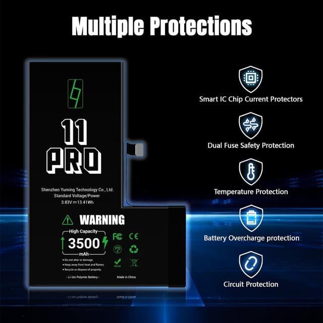 Detalle 2 de GOLDWANGWANG Batería iPhone 11 Pro 🔋 3500mAh Kit Reparación
