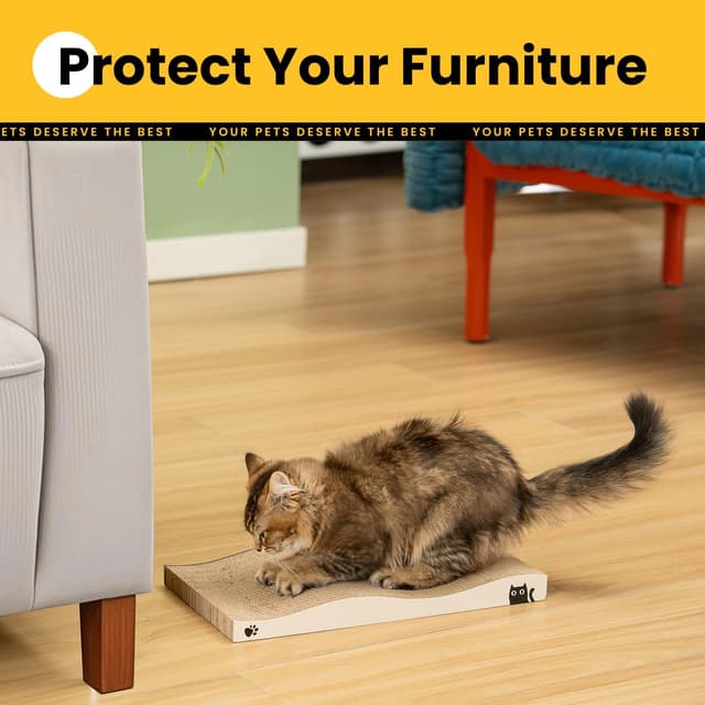 Detalle de Coching Katzen Kratzbrett 3,5 cm dick – halbhohes Karton-Kratzpappe mit Katzenminze, 2er-Set