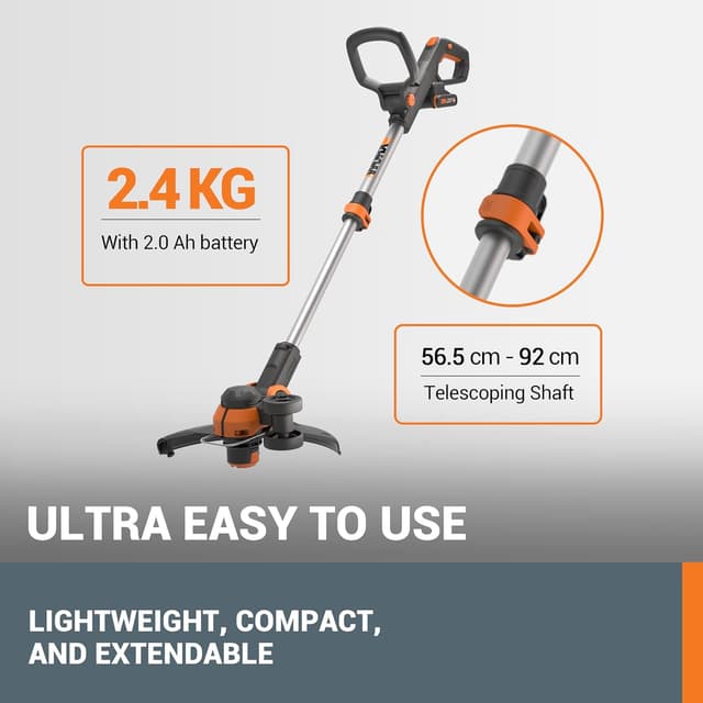 Detalle de WORX 20V Cordless Grass Trimmer WG163E.3 (2-in-1 Strimmer/Edger) with Fast Charger & 2 x 2.0Ah Batteries
