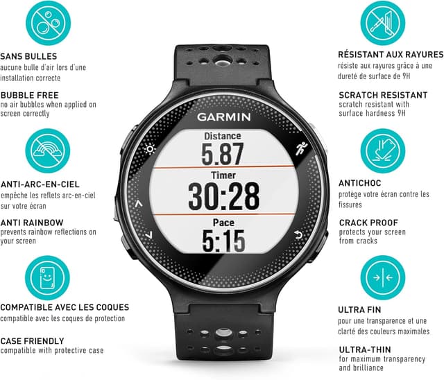 Detalle de smartect Verre Trempé 9H (3 pièces) pour Garmin Forerunner 235 – protection écran HD anti-rayures, sans bulles