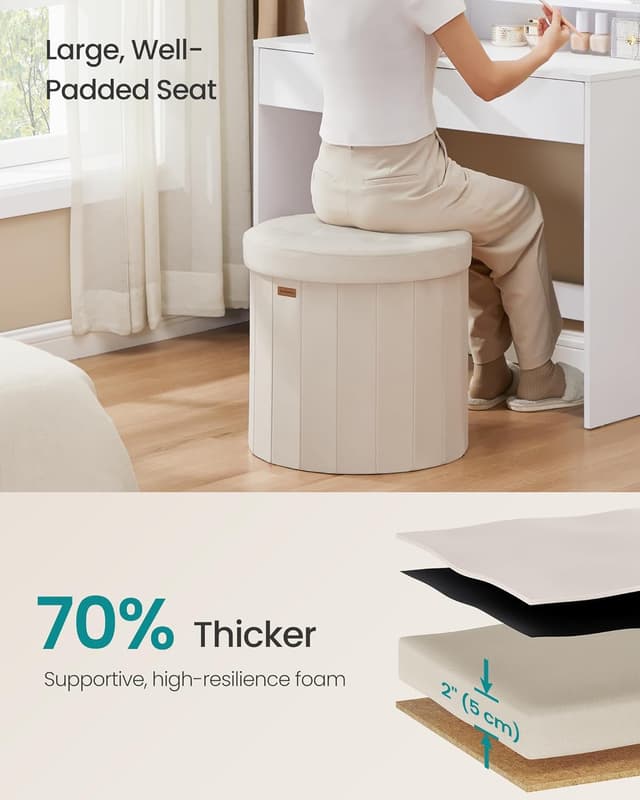 Thumbnail 4 de SONGMICS Mazie Round Storage Ottoman 1 — Velvet Seat