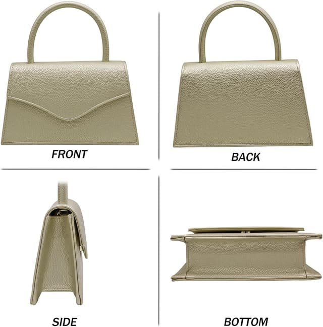 Detalle de Milisente lichi-pattern faux patent leather clutch bag with top handle