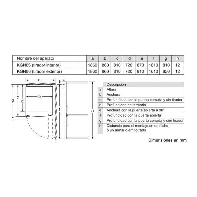 Detalle 2 de Bosch KGN86AIDR frigorífico No frost 86 litros
