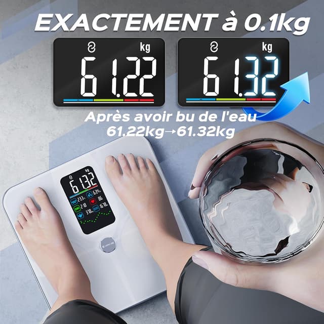 Detalle 2 de Lepulse Balance Impédancemètre Balance Intelligente Grand Écran (Fitdays, Bluetooth) : 22 mesures de composition