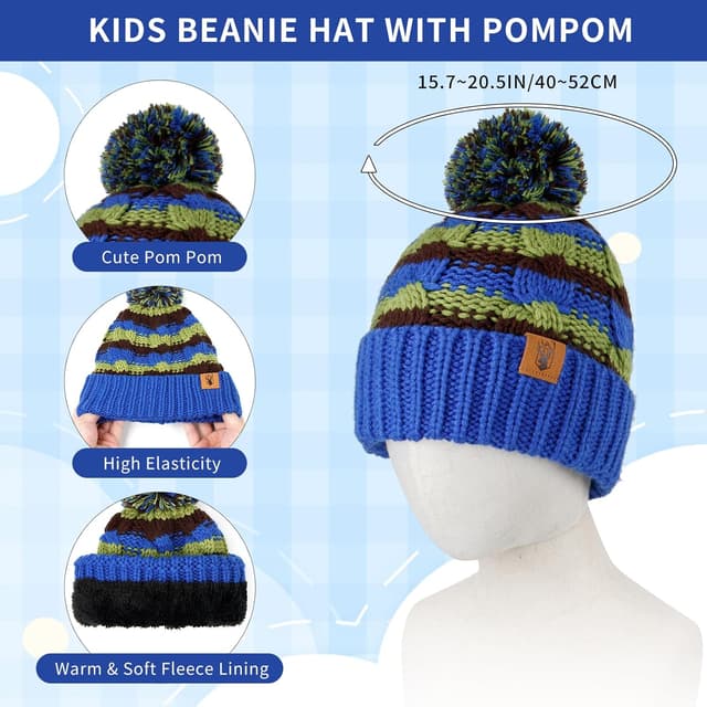 Thumbnail 3 de INSISMY Ensemble Bonnet Écharpe Gants Enfant 3-8 ans