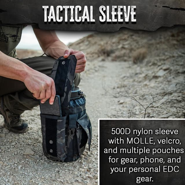 Detalle 2 de Iron Infidel Battle Bottle 128 oz Insulated Water Jug with Dual Handles and Rugged Sleeve (Black Camo)