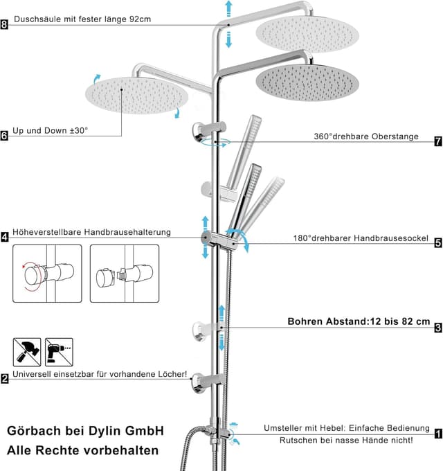 Thumbnail 4 de Görbach Regendusche Duschset 25 cm D25
