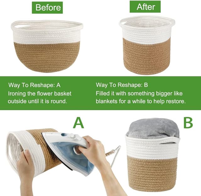 Detalle de Tenn Well Blumentopf mit Einsatz aus Baumwolle (20 cm x 20 cm) – Pflanzkorb für Zimmerpflanzen & Deko