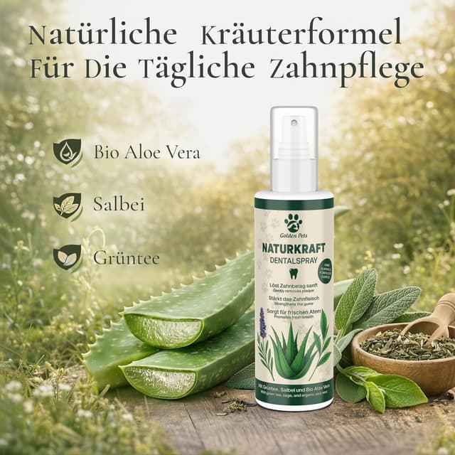 Detalle de TESTNOTE SEHR GUT Dentalspray für Hunde & Katzen mit BIO Aloe Vera (200 ml) – Zahnspray gegen Mundgeruch & Zahnstein