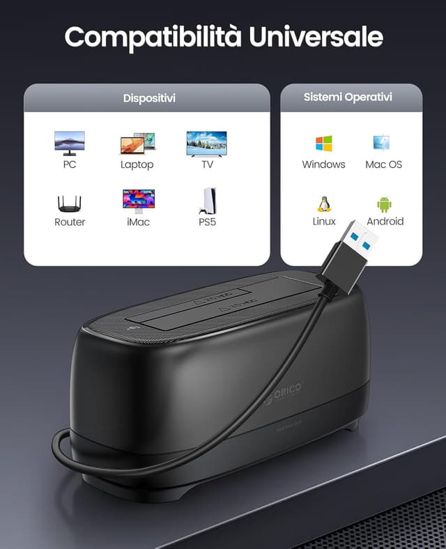 Detalle 2 de ORICO DD18U3 docking USB 3.0 per HDD SSD