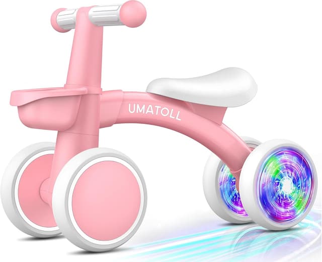 Detalle de Umatoll Colorful Lighting Baby Balance Bike (New Pink) — Adjustable Seat for 12–24 Months