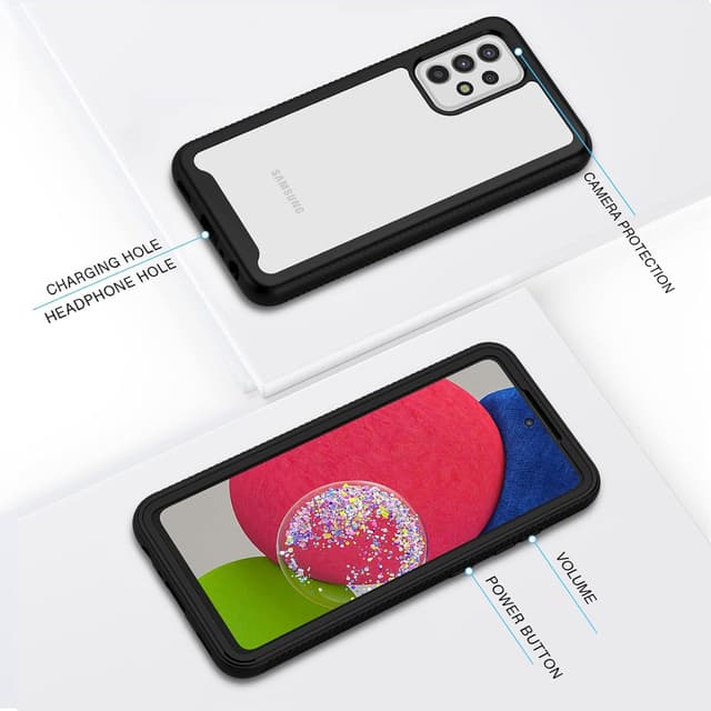 Detalle 1 de CENHUFO rugged Samsung Galaxy A52s / A52s 5G phone case with built-in screen protector (Black)