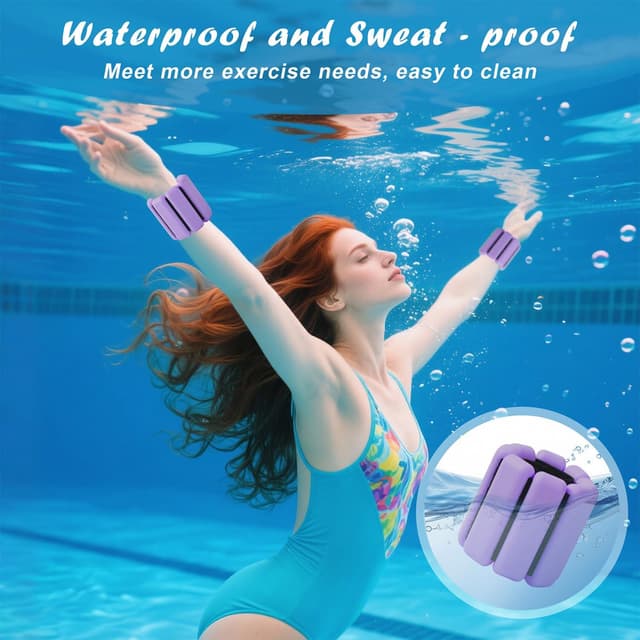 Detalle de Set da 2 pesi regolabili per polsi e caviglie (2x450 g) per Pilates, Yoga, nuoto, corsa e allenamento della forza