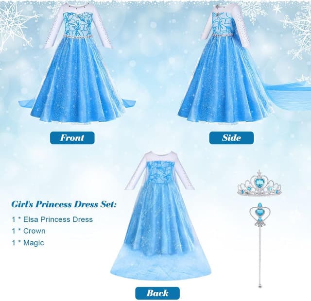 Detalle de ACWOO Vestito Set da Principessa della Regina delle Nevi con Corona e Bacchetta