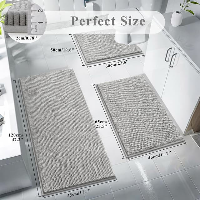 Detalle de Enyhom Chenille Bathroom Mat Set 3 pcs