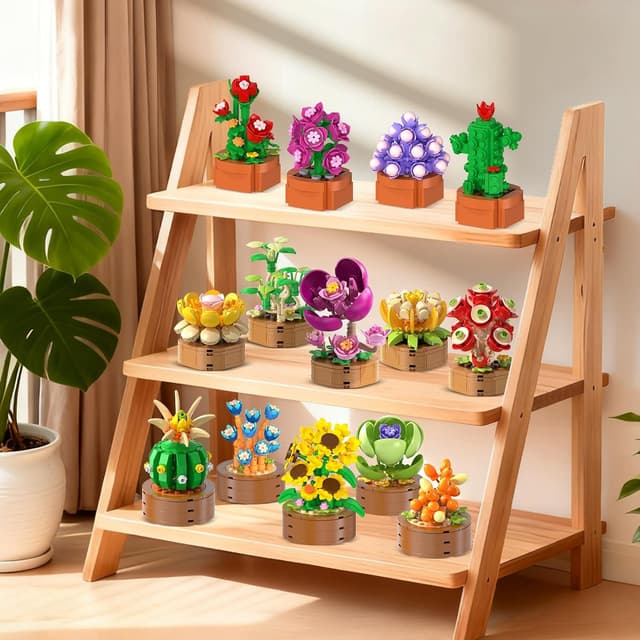 Detalle de HOGOKIDS 15 Pack Flowers & Succulents Mini Building Set (1314PCS) – 3.6mm Plant-Themed Brick Toys for Ages 6+