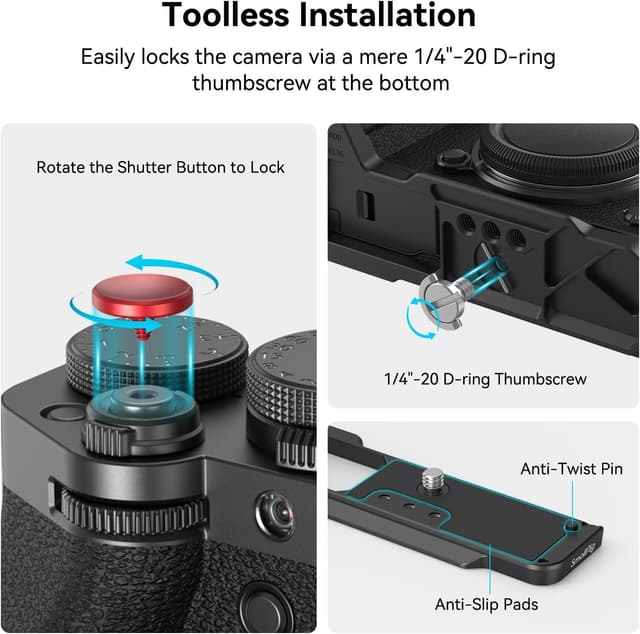 Detalle de SmallRig X-T5 L-Bracket Grip mit Arca-Swiss Schnellwechselplatte und Silikon-Handgriff (für Fujifilm X-T5) – 4260