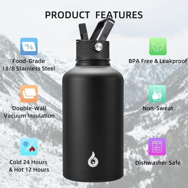 Detalle de BJPKPK 64oz Insulated Water Bottle 💧