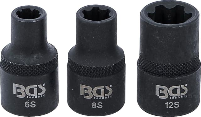 Detalle de BGS 9336 – Jeu de douilles profil cannelé pour RIBE M6S, M8S, M12S (3 pièces)