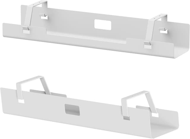 Thumbnail 6 de Mimoke Kabelmanagement Tray 2er-Set 120 cm (2×60 cm) Stahl – Untertisch-Kabelschale für Schreibtisch, Steckdosenleiste (Weiß)