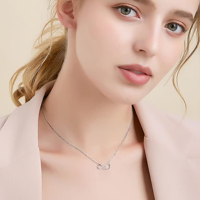 Detalle de Viwind Damen Kette aus 925 Sterling Silber mit Unendlichkeit & Herz Anhänger
