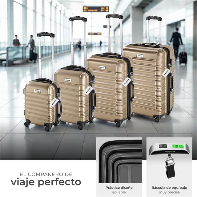 Thumbnail 1 de tectake Juego de 4 Maletas Rígidas ABS champán
