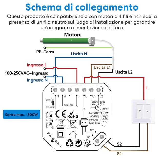 Thumbnail 6 de LoraTap Interruttore Tapparelle WiFi: modulo comando per tapparelle elettriche con Smart Life e Alexa, fino a 300W