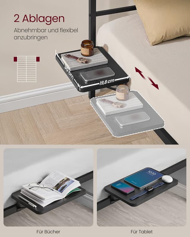 Detalle 2 de Einzelbettgestell 90 x 200 cm mit Kopfteil