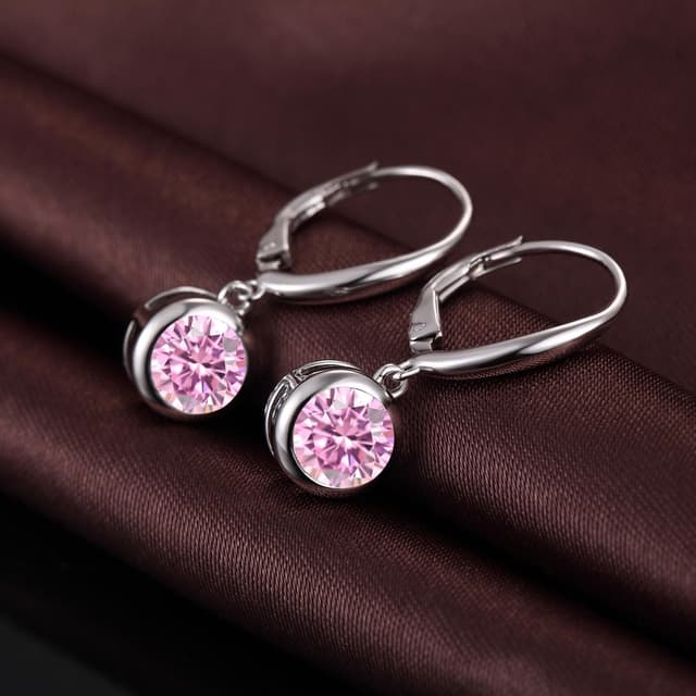 Detalle 2 de Jiamiaoi Weißgold-überzogene Hängeohrringe mit Zirkonia – Tropfenohrringe in Silber/Roségold