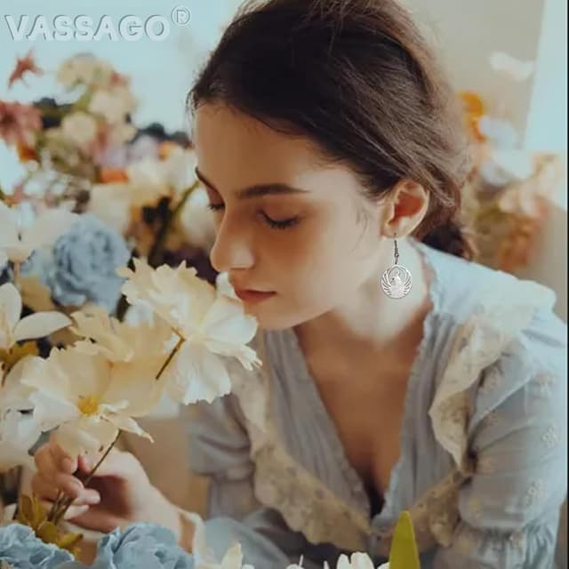 Detalle de Phönix-Ohrringe für Damen aus Edelstahl mit Vogel-Motiv – baumelndes Symbol für Glück und Erneuerung