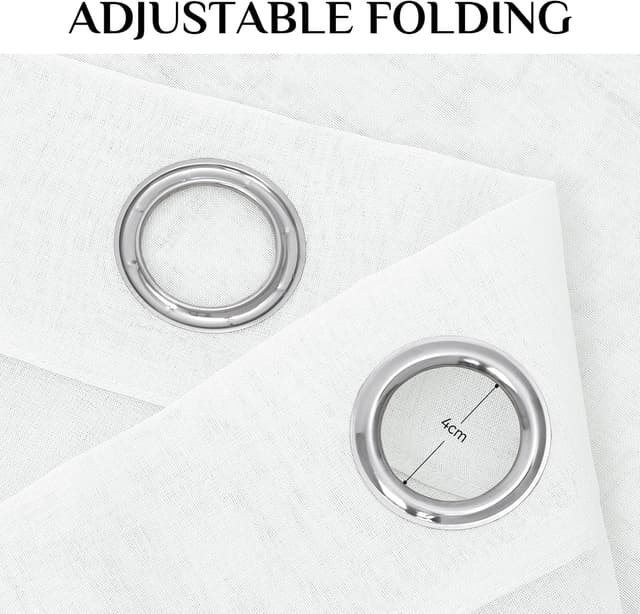 Detalle 2 de Softalker Rideaux voilage blanc semi-transparent 140x240 cm (lot de 2) à œillets