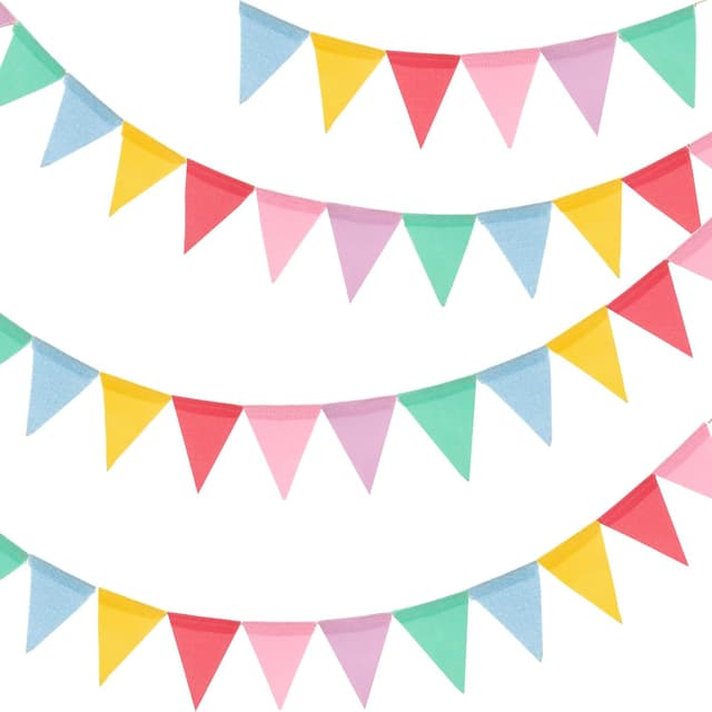 Detalle de G2PLUS 12 m Wimpelkette Outdoor Pastell – 3er Set mit 36 Wimpeln, wetterfest