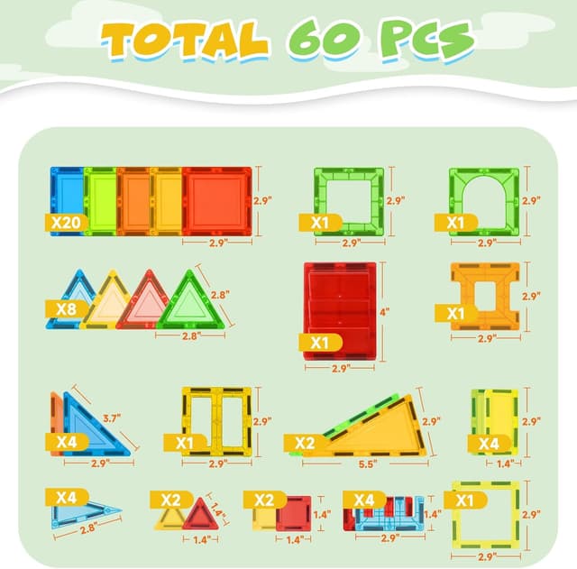 Thumbnail 6 de Magnetische Bauklötze Spielzeug 60 Stück