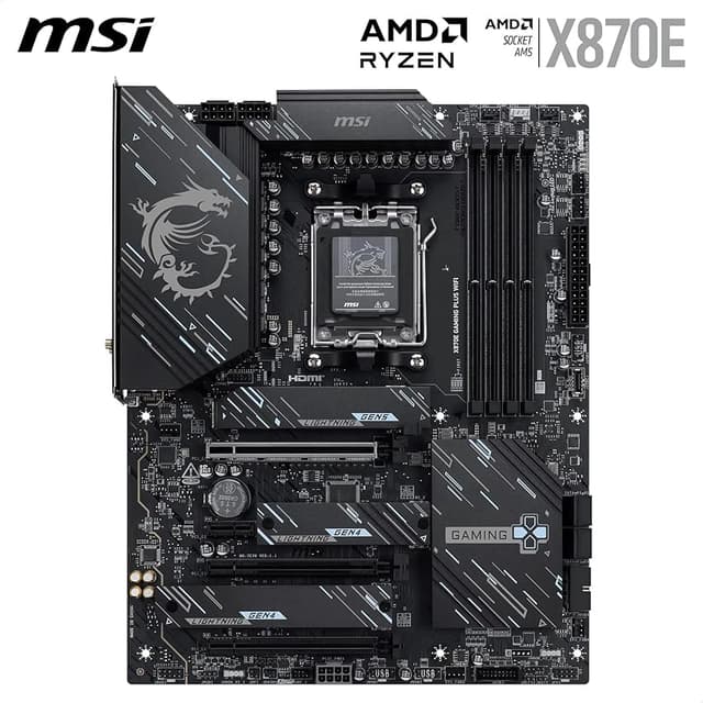 Detalle 2 de MSI X870E Gaming Plus WiFi — Placa base ATX para Ryzen 9000, DDR5 8200+ MT/s