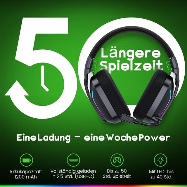 Detalle 2 de WESEARY WG1 Gaming-Headset mit Noise-Cancelling