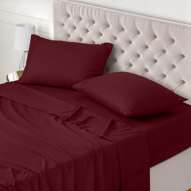 Detalle de Utopia Bedding Juego de Sábanas 4 Piezas Burdeos