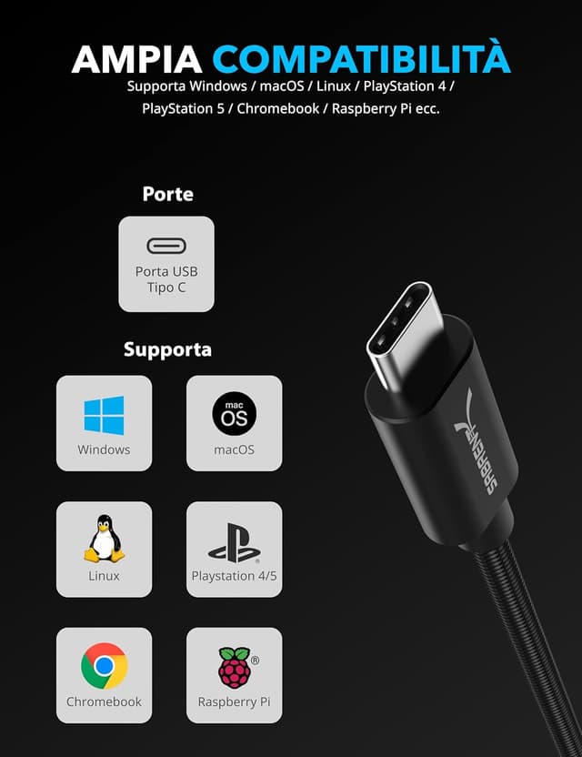 Thumbnail 5 de SABRENT CB-UC35 adattatore attivo USB-C a jack audio TRRS da 3,5 mm (microfono + ascolto)