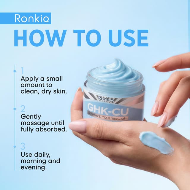 Thumbnail 6 de RONKIE GHK-Cu Peptide Cream for Face with Blue Beef Tallow Moisturizer, Copper Peptides & Methylene Blue (2oz)