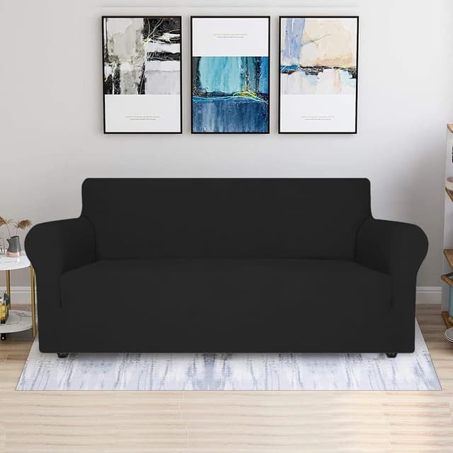 Detalle de Ystyle copridivano 3 posti con braccioli antigraffio lavabile elasticizzato, nero