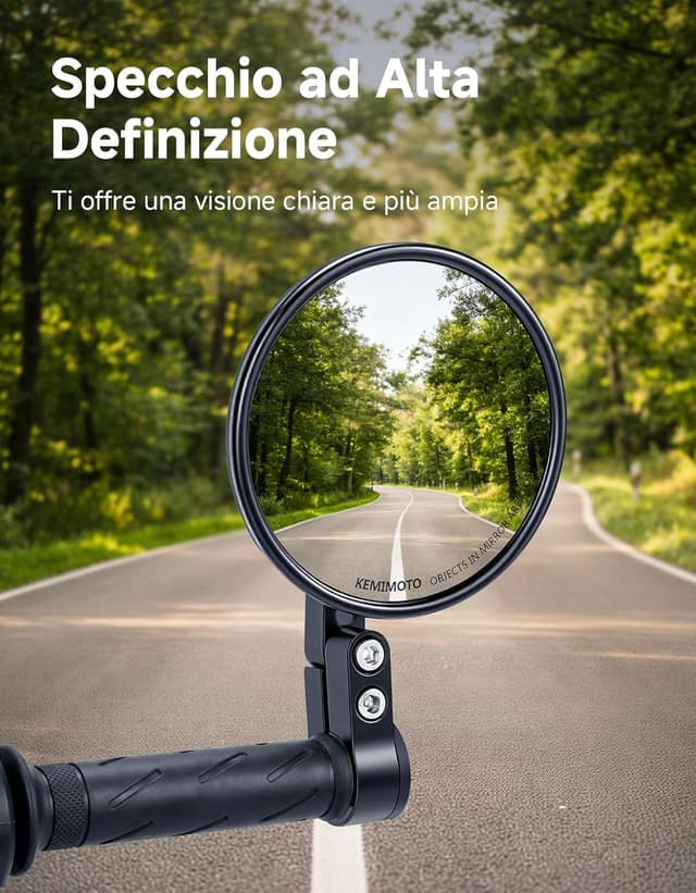 Detalle de KEMIMOTO Specchietti Moto omologati E24 E24: 2 pezzi retrovisori retro manubrio con attacco MR16