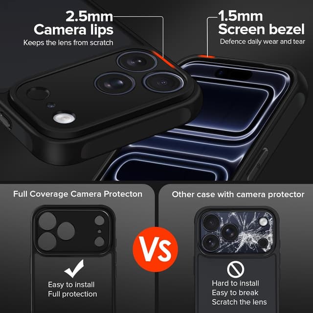 Detalle de Coque ivoler mat pour iPhone 17 Pro (6,3 pouces) + 2 vitres en verre trempé, protection caméra et antichoc