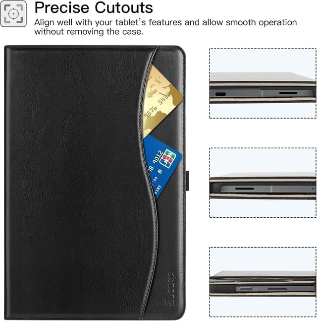 Detalle de ZtotopCases multi-angle stand cover for Samsung Galaxy Tab S10 FE / S9 FE / S9 / S8 / S7 11in (Auto Wake/Sleep, stylus holder) – Black