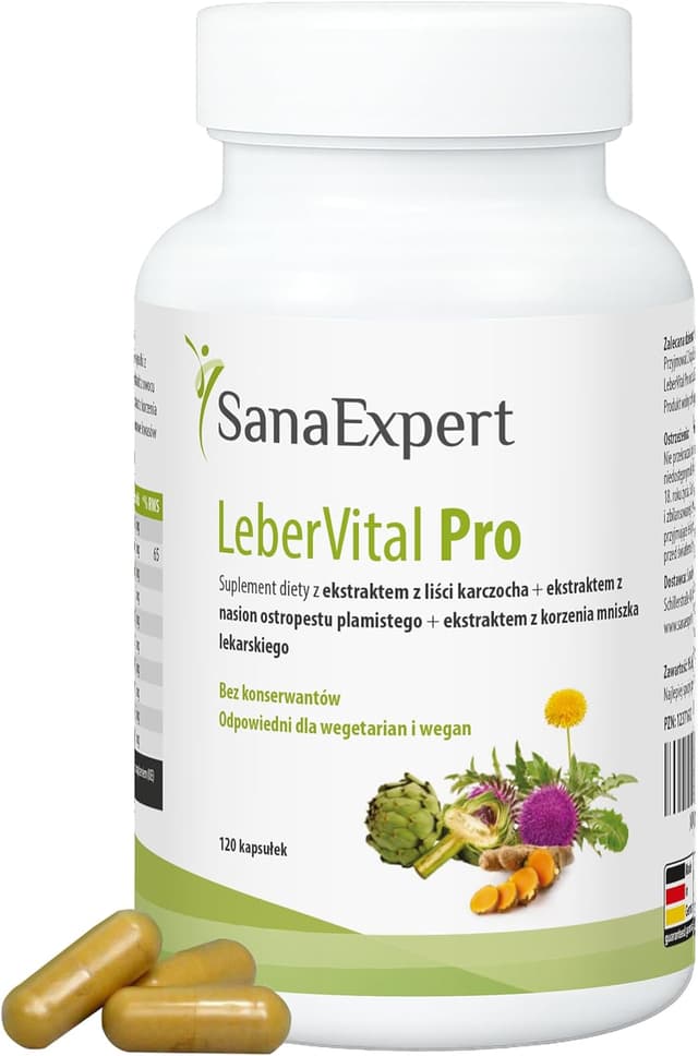 Detalle de SanaExpert LeberVital Pro integratore naturale per fegato e depurazione con cardo mariano, curcuma e vitamina C (120 capsule)